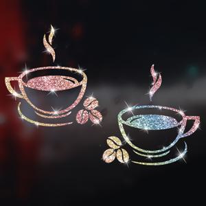 TEMU 2 커피 컵 패턴 스티커 글리터 창 유리 장식 스티커 가정 문과 창 유리 화장용 거울 농가 벽 스티커 꽃 침실 문 스티커 주방 스티커 레스토랑 노트북 스티커 장식 카페 유리 데칼