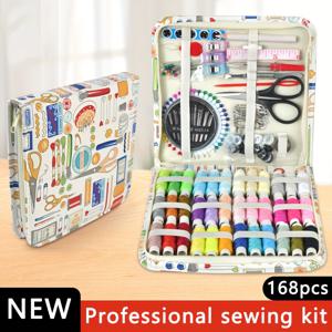 TEMU 168개의 프린트된 수선 키트가 다양한 침, 실, 액세서리를 포함합니다. - 수선 및 공예를 위한 완벽한 세트, 할머니, 어머니, 친구, 이동 중인 초보자에게 완벽합니다. 휴대용 상자에 실, 침, 가위, 측정 테이프, 손톱, 등 수선 용품이 포함되어 있습니다. 할머니 및 손톱 수선 도구 키트에 이상적입니다.|줄자