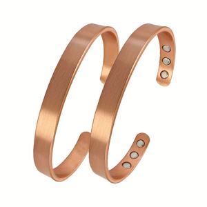 TEMU 10대 및 청소년을 위한 순수 구리 팔찌 2개, 사이즈 조절 가능, 축제 주얼리 선물로 완벽, 10대용