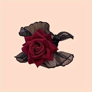 TEMU 원 빈티지 장미 레이스 손목 밴드, Lolita 스타일 장식 팔찌, , 휴일, 파티에 이상적이며 친구를 위한 훌륭한 선물입니다.