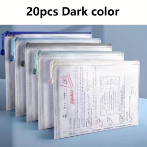 TEMU 20개 고품질 메쉬 투명 A4 지퍼 파일 폴더 - 대용량 내구성 문서 정리 파우치 (학교, 사무실, 장난감 및 가정 보관용), 다색상, 현대적 디자인, 튼튼한 지퍼 클로저, 사무실 정리, 강화된 솔기, 직장인 필수품