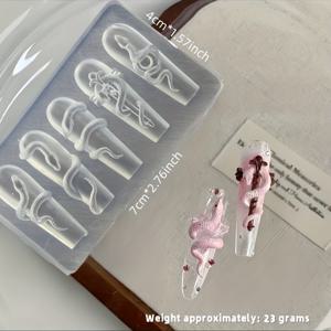 TEMU 1개 뱀무늬 3D 입체 네일아트 DIY 매니큐어 도구, 손톱 장식용 템플릿