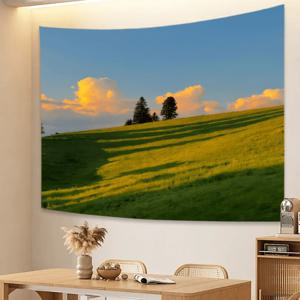 TEMU 1개 골든 선셋 필드 태피스트리, 거실, 침실, 사무실, 홈 데코 및 파티 배경막용