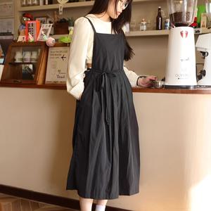 TEMU 조절 가능한 멜빵이 있는 1개 긴 주름 앞치마, 포켓 포함, 전면 및 후면 투피스 디자인 여성용 앞치마 - 홈 키친 | 거실 | 미용실 | 이발소 | 카페 | 야외 정원 가꾸기
