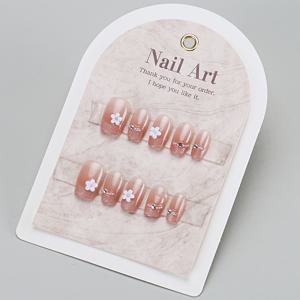 TEMU 10개입 수제 착용형 네일 플라워 프렌치 고퀄리티 수제 네일아트 스위트 스타일 착용형 , 스위트하고 쿨한 풀커버 인조네일, 여성용 및 카테고리: 프레스형 인조네일 카테고리: 인조네일