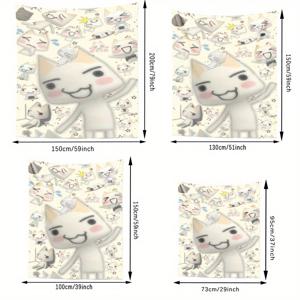 TEMU 토로 이노우에 애니메이션 고양이 태피스트리 - 귀여운 포즈와 별들이 있는 만화 벽 예술, 침실/거실/발코니용 복숭아 연한 베이지색 직물 수직 장식, 전기 불필요, 고해상도 인쇄, 내구성 있는 소재, 홈 데코레이터