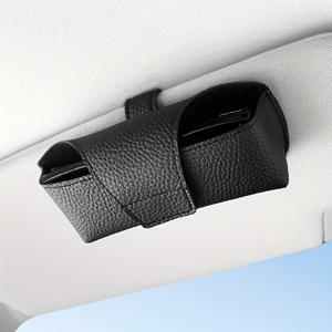 TEMU PVC 자동차 비저 안경 홀더 - 마그네틱 클로저가 있는 세련된 안경 보관 클립, 차량 내부 장식, 비저 액세서리용 쉽고 공간 절약형 디자인