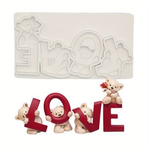 TEMU 에폭시 수지 실리콘 모양, 석고 도자기 휴일 장식 모양, LOVE 초콜릿 케이크 모양 베이킹 팬 DIY 수지 도자기 인장 모델 홈 장식