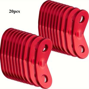 TEMU 20개 빨간 알루미늄 합금 가이라인 코드 조정기 - 캠핑 및 하이킹용 튼튼한 텐트 긴장기, 쉽게 조절할 수 있는 로프 잠금 장치, 안전한 클램프 디자인, 야외 모험, 캠핑 장비, 세련된 금속 마감, 튼튼한 구조
