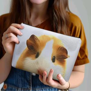 TEMU 1개 귀여운 기니피그 양면 프린트 지퍼 포장 화장품 파우치 - 내구성 강한 탈색 방지 멀티파우스 주머니, 메이크업 & 학교용품, 여행 필수품 정리함 - 휴대용 세면도구 & 간식 보관 가방 - 친구 선물 추천 (혼합 컬러), 미니 메이크업 백, 재미있는 디자인, 탈색 방지 소재