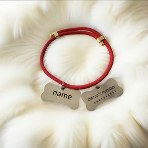 TEMU 개와 고양이용 맞춤형 각인 애완동물 ID 태그 - 스테인리스 조절 가능한 목걸이판, 레드 & 골든 악센트, 개인화된 이름 및 전화번호 - 내구성 있고 변색 없는 레이저 각인
