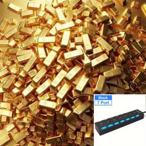 TEMU 7포트 USB 2.0 허브 - 개별 블루 LED 표시등 및 전원 스위치, USB 전원 공급 (외부 어댑터 불필요), 5V 고속 충전/장치 충전 , 컴퓨터·노트북·스마트폰·태블릿·카메라·플래시 드라이브 호환, USB-A 장치용, 작업 공간 정리 도구, 고품질 포트, 기기 관리자, 가젯 애호가를 위한 모던한 기술 제품