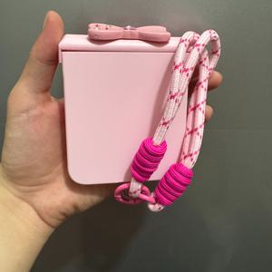 TEMU 핑크 3D 하트 모양의 라인스톤 보우와 힌지 + 대조적인 핑크 직물 팔찌 + 사선 크로스바디 스트랩 폰 케이스 XIAOMI Mix용