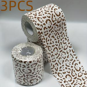 TEMU 3pcs 프린트 화장지 롤 - 스타일리시한 브라운 & 화이트 디자인, 부드럽고 흡수력, 집 장식 및 창의적인 사용에 완벽, 장식용 휴지 | 프린트 디자인 | 흡수력 종이|화장지