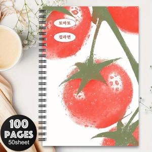 TEMU 1pc 토마토 테마 무경계 스피럴 노트북 - 작업, 대학, 또는 여행을 위한 귀여운 일기 계획서, 토마토 열정가, 친구, 및 자매를 위한 완벽한 선물, 100페이지 포함, 토마토 카와이