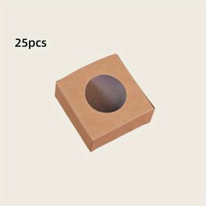 TEMU 25개 세련된 크래프트 종이 선물 상자, 원형 디스플레이 창이 있는 - 보석, 생일, 기념일 및 결혼식에 적합, 꽃 디자인을 갖춘 손으로 접은 정사각형 포장, 보석 상자