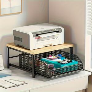 TEMU 흑백 주방 수납 상자 (서랍 포함) - 튼튼한 나무 및 금속 구조, 공간 절약형 조리대 수납 랙, 가전제품, 식기류 및 식기 보관에 적합 - 전기 불필요, 스타일리시한 디자인, 가정용 가전제품 정리