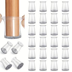 TEMU 24개 세트 헤비듀티 의자/테이블/스툴 다리 보호 패드 - 하드우드 바닥용 미끄럼 방지 실리콘 펠트 & 플라스틱 가구 패드, 접착식/스크래치 방지 디자인, 나무 호환 (24개) - 간편 설치|식탁의자커버