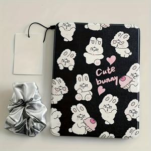 TEMU 귀여운 토끼 디자인 아이패드 케이스, 조절 가능한 킥스탠드 & 펜 슬롯 포함 - 소프트 유연한 보호 커버, iPad 10/9세대, Air 4/5세대, Pro 11인치 등에 적합, 방탄 및 스크래치 방지, 귀여운 패턴, 내구성 있는 여행용 태블릿 커버