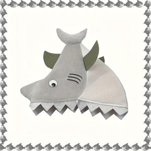 TEMU 1개 귀여운 상어 모자, 화려한 플러시 그레이 상어 모자, 재미있는 파티 동물 모자, 물고기 모자, 할로윈 크리스마스 선물용 신기한 잠수함 동물 모자