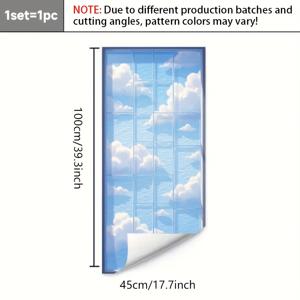 TEMU 1개. 하늘 구름 창문 패턴 디자인 2D 윈도우 필름, PVC 정전기 흡착식 유리 필름, 45x100cm. 홈아트 장식용 탈부착 가능 프라이버시 보호 쉬운 설치 무접착제. 욕실 주방 사무실 장식에 적합