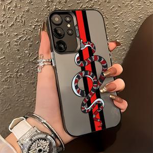 TEMU 럭셔리 스네이크 패턴 갤럭시 S25 S24 S23 S22 S20 FE 울트라 플러스 4G 5G 호환 폰 케이스, 방탄 프로스트 백