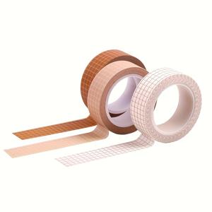 TEMU 단색 격자 및 종이 마스킹 테이프 3롤, 스크랩북, 미술 및 공예, 파티 장식 및 선물 포장 스티커에 적합한 쓰기 가능한 종이 테이프