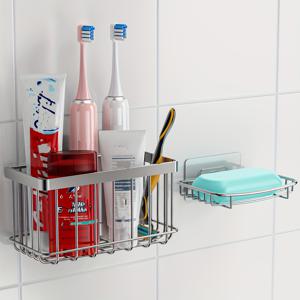 TEMU 2개 세트 치약 거치대, 칫솔 거치대, 비누 거치대, 욕실 수납, 욕실 정리, 무드릴, 배수 기능 비누 거치대 칫솔 거치대, 욕실 액세서리, 리모델링, 샤워 정리함,비누 보관함,벽걸이 랙,세련된 디자인,고품질 금속,녹 방지 소재,배수 랙,노드릴 설치,가족 가정,작은 공간 생활