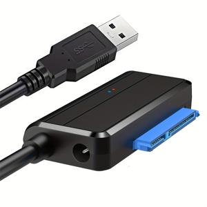 TEMU SATA to USB 3.0 어댑터 케이블, 2.5/3.5인치 HDD/SSD 고속 지원, UASP 호환, 간편한 플러그 앤 플레이 설치, 외장 하드 드라이브 변환기, 데이터 전송 및 저장 확장 지원, 외부 SATA to USB 어댑터 (전원 어댑터 미포함, 블랙)