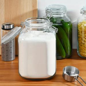 TEMU 106온스 1개/2개입 밀폐 뚜껑이 있는 사각 병, 밀가루, 곡물, 커피, 설탕, 파스타 & 캔 음식용 대형 메이슨 용기 – 주방, 식료품 저장실 정리를 위한 넓은 입구 보관 용기 | 밀폐 | 내구성