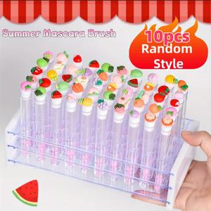 TEMU 10개입 과일 스타일 스풀이 + 먼지방지 박스 포함 아이브로우 콤브 속눈썹 브러시 메이크업 도구 세트 여성용 뷰티 키트