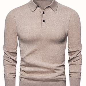 TEMU 남성용 울 셔츠 버튼 프론트 칼라 스웨터 - 솔리드 컬러 긴팔 캐주얼 버튼 블라우스, 칼라 디자인, 부드럽고 통기성 좋은 울 소재, 오피스 & 캐주얼 복장용, 클래식 핏 (손세탁/드라이클리닝) - 재고 있음