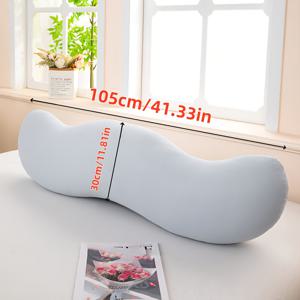 TEMU 1pc 라이트 그레이 곡선 몸 베개 - 몸에 적합한 다기능 베개, 높은 탄성, 완전 충전, 비틀림, 소파, 창밖, 침대 옆 독서 등에 적합