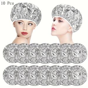 TEMU 10개 실버 그레이 헤어 캡, 여성용 스팀 머리 후드, 일회용 포일 성형 캡, 전기 가열 염색 캡, 미용실 및 홈 스타일링에 적합