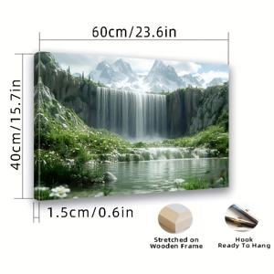 TEMU 액자 포함, 아름다운 폭포 캔버스 아트, 목재 프레임 벽 장식, 거실·침실·주방·사무실에 적합, 완벽한 크리스마스 선물, 룸 데코