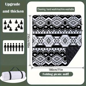 TEMU 1개 만화 아트 일러스트레이션 기하학 패턴 | 사계절 접이식 야외 피크닉 매트, 세탁기 사용 가능, 내구성, 휴대성, 해변, 캠핑, 뒤뜰 및 야외 활동에 적합