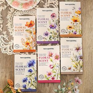 TEMU 120장(6팩) 대형 워터컬러 플로럴 패턴 PET 장식용 핸드 아카운트 스티커