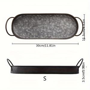 TEMU 고무테가 달린 아연 도금 철제 타원형 러스틱 산업 농가 스타일 서빙 트레이. 커피 테이블, 결혼식, 홈 데코 장식 센터피스로 완벽하며 내구성이 뛰어나고 다용도로 사용 가능하여 커피 테이블 트레이 또는 웨딩 테이블로 사용할 수 있습니다.