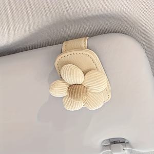 TEMU “자석 꽃 안경 클립” 다기능 클립 (차량 햇빛 가리개용) - 스타일리시한 안경 영수증 홀더, 정교한 차량 장식, 설치 불필요, 강력한 자석 디자인, 범용 차량 수납