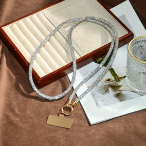 TEMU 패션 유리 비즈 폰 체인 스트랩, 120cm 방실 방실 폰 케이스, 반짝이는 라인스톤 시퀀스, 야외 활동용 내구성 금속 클래스, 패션 액세서리, 방실 폰 케이스 | 세련된 폰 스트랩 | 금속 클래스 스트랩, 폰 스트랩