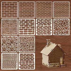 TEMU 12개 기하학적 타일 스테인츠, 재사용 가능한 플라스틱 드로잉 템플릿, DIY 예술 및 공예, 직물, 캔버스, 유리, 타일, 벽, 바닥, 종이, 의류 및 가정 장식 스프레이 페인팅 도구에 적합합니다.