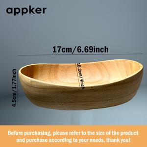 TEMU APPKER 보트 모양 서빙 트레이 - 천연 너도밤나무 오벌 볼, 과일 & 샐러드용 - 식탁 장식품, 파티 및 일상 사용에 적합한 다기능 음식 안전 소재, 러스틱 우아함, 매끄러운 나무 마감, 수제 디자인, 견고한 목공예품, 가정 인테리어