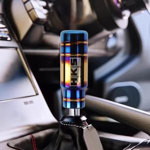 TEMU [9CM 골든 블루 시프트 노브] 1개 5.12인치 알루미늄 합금 JDM 스타일 시프트 노브 - 수동 및 자동 변속 차량에 적합, 인체공학적 디자인 블랙 & 골든 장식, 어댑터 3개 포함 (M12/M10/M8), 간편한 설치 내부 업그레이드