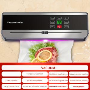 TEMU 다기능 자동 식품 진공 포장기, 휴대용 무선 진공 포장기 (수동 시작/정지, 디지털 디스플레이, USB 충전식 배터리, 온도 조절 가능), 주방 및 야외 피크닉용 소형 디자인