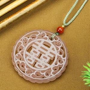 TEMU 우아한 중국 'Xi' 상징 펜던트 목걸이 - 천연 스톤 비즈 & -Xi-자 펜던트, 데일리 웨어, 설날/발렌타인데이/카니발 선물, 연중 포멀 & 캐주얼 스웨터 액세서리 (도금 없음, -Xi-자)