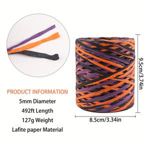 TEMU 할로윈 특별 컬러 라피아 풀 로프, 라피아 웨빙, 할로윈 선물 포장, 할로윈 주얼리 제작, 공예 직조 재료 150M