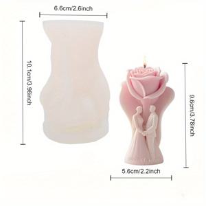 TEMU 로즈 러버 향기 캔들 실리콘 몰드 - 로맨틱 커플 실루엣 & 플로럴 디자인, 발렌타인데이 선물, 웨딩 파보어, 홈 데코용 고품질 재사용 가능 DIY 몰드 - 향초, 비누, 바스 밤 만들기