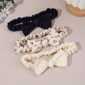 TEMU 3개 세트 손으로 묶은 리본 헤어 밴드, 플로럴 프린트 리본이 있는 탄성 있는 부드러운 헤어밴드, 여아를 위한 스타일리시한 헤어 액세서리, 선물용으로 이상적입니다.
