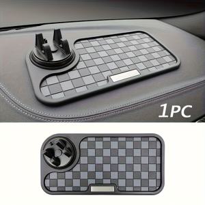 TEMU 1개 자동차 미끄럼방지 매트 - 대시보드 장식 매트, 휴대폰 회전 홀더, 대시보드 수납 매트, 고내구성 고급형 사각 그리드 매트, 창의적인 장식 패드, 자동차 내부 액세서리|휴대폰거치대