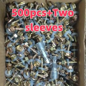 TEMU 다양한 사이즈의 아연 도금 육각 머리 자가 드릴링 나사, 설치 슬리브 및 와셔 포함, 외부 육각 드릴 비트, 부분 스레드, 외부 육각 드라이브. 금속, 가구, 건축, 수리용 - 컬러 스틸 타일 건설에 특화된 강판 고정재
